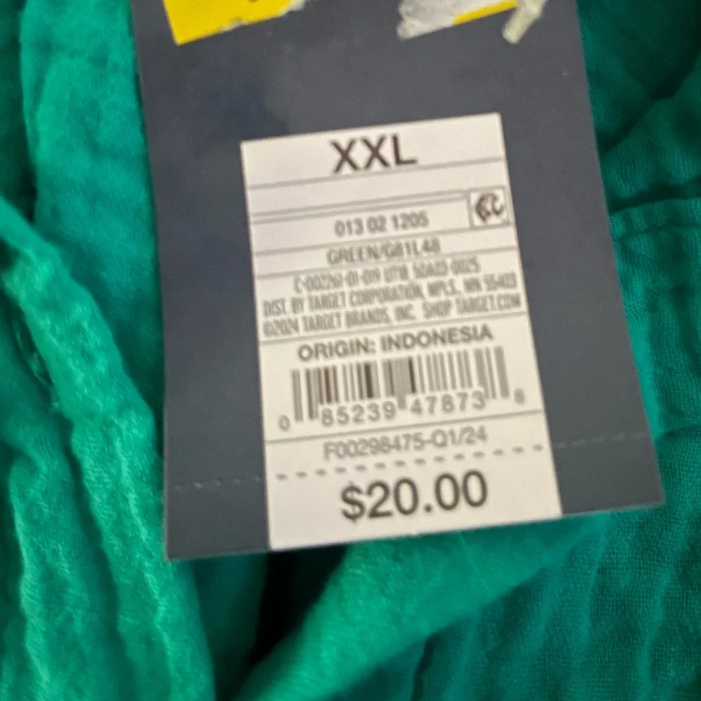 NWT Universal Thread Green Tie Front Button Shirt, Size XXL - Picture 8 of 10